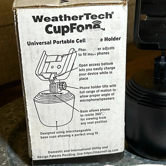 NWT WeatherTech CupFone Universal Portable Cell Phone Car Cup Holder Black - Picture 4 of 6